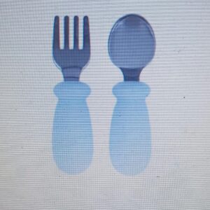 Cp. posate in silicone + acciaio Tutete (azzurro)